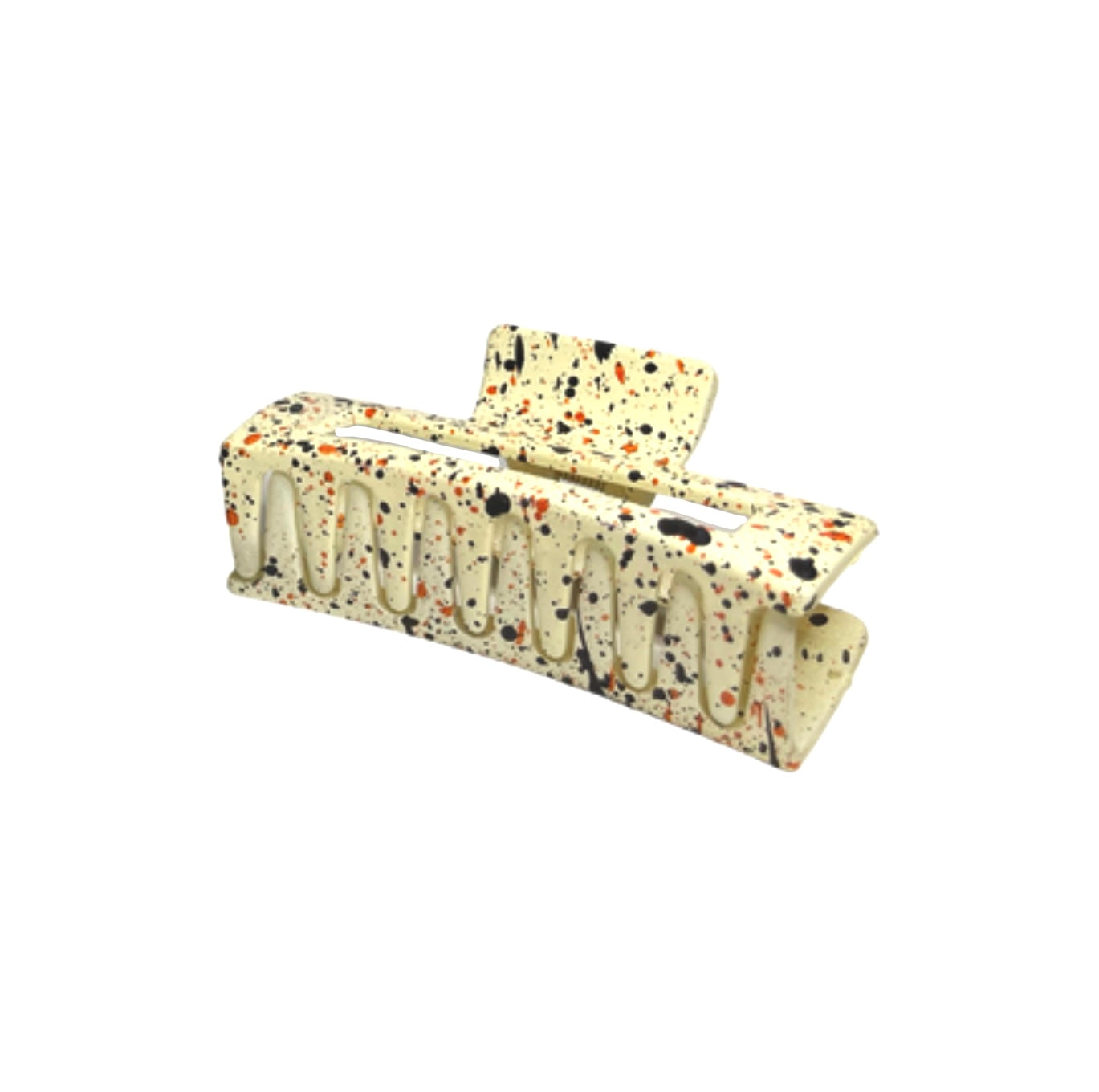 ZARA HAIR CLAW | CREAM WITH BLACK AND RED SPLATTER
