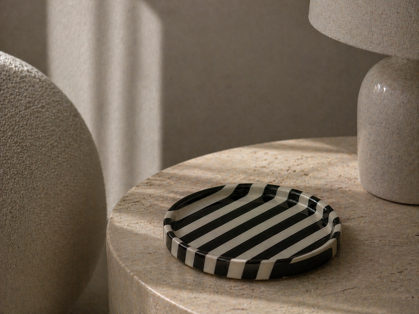 Noir Striped Dish