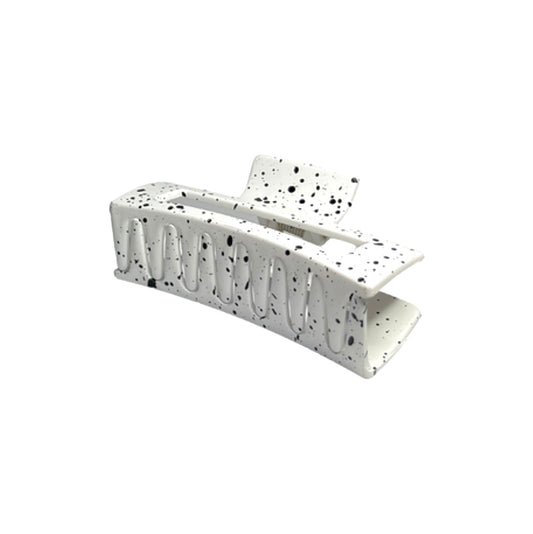 ZARA HAIR CLAW | WHITE WITH BLACK SPLATTER