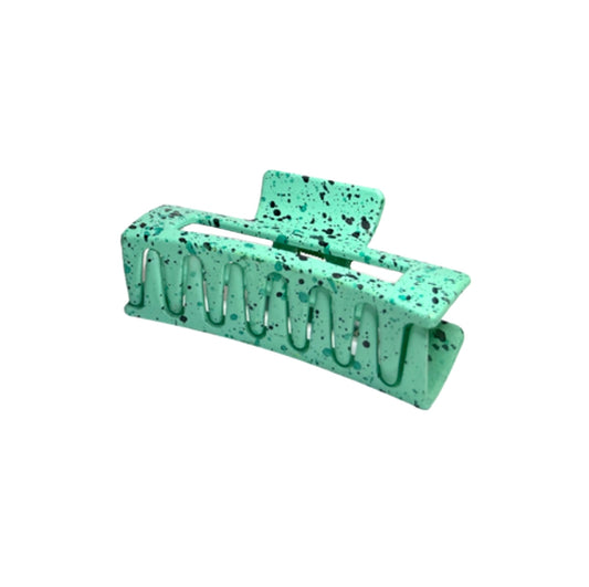 ZARA HAIR CLAW | GREEN WITH BLACK SPLATTER