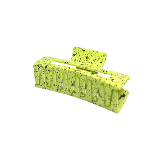 ZARA HAIR CLAW | LIME WITH BLACK SPLATTER